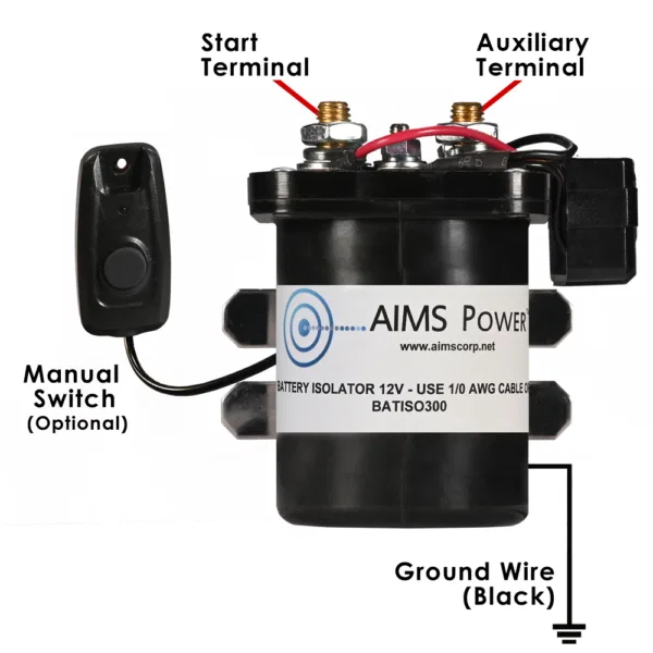 BATISO300 – AIMS POWER Battery Isolator, Used In 12 Volt Dual Battery Systems For Charging And Isolation Functions 30...